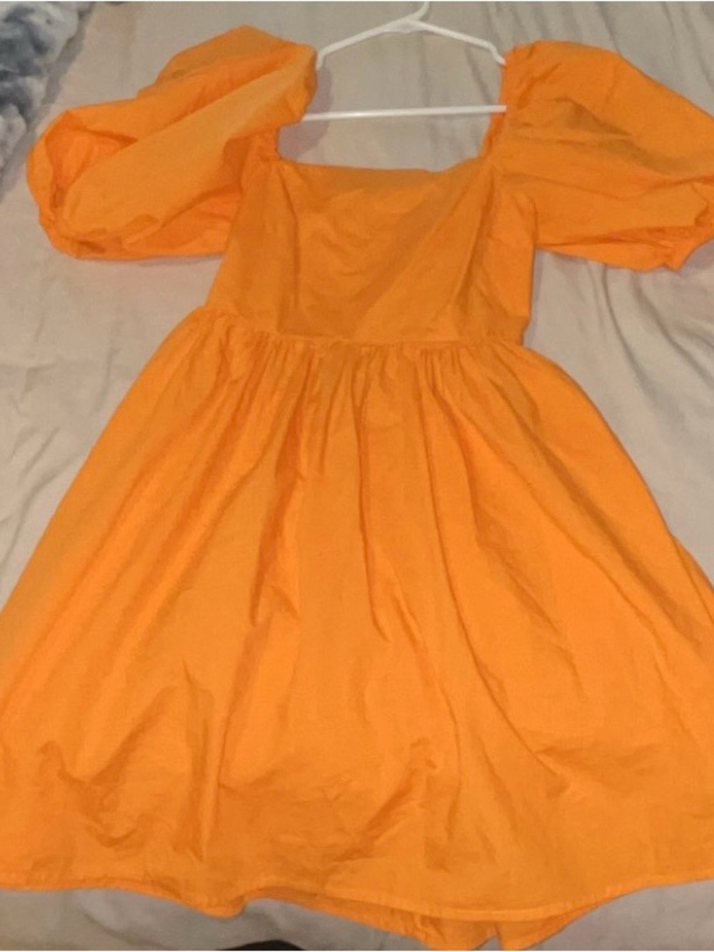 a new day Orange Puff-Sleeve Square Neck Dress